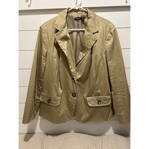 Relativity Khaki Cotton Lined Jacket Shldr Pads Womens Sz 20W Academia Career